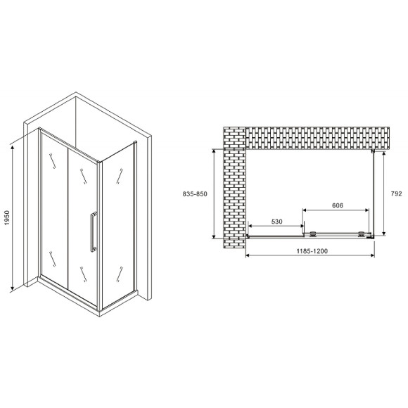 Душевой уголок Abber Schwarzer Diamant 120x85 AG30120H-S85 профиль Хром стекло прозрачное Душевой уголок Abber Schwarzer Diamant 120x85 AG30120H-S85 профиль Хром стекло прозрачное