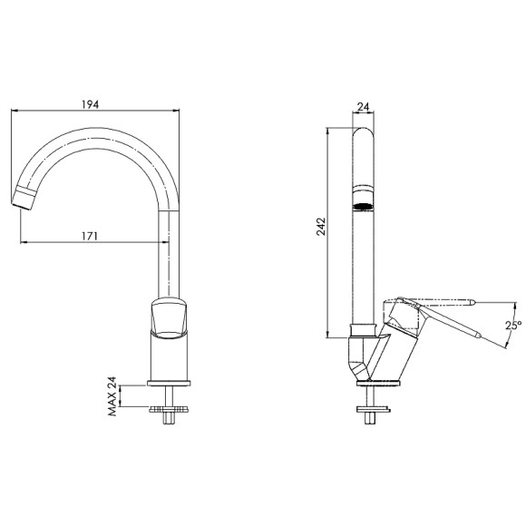 Смеситель для кухни Remer Vanity V42B Хром Смеситель для кухни Remer Vanity V42B Хром