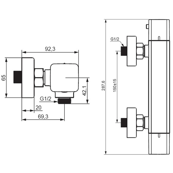 Смеситель для душа Damixa Gala 536000300 с термостатом Черный матовый