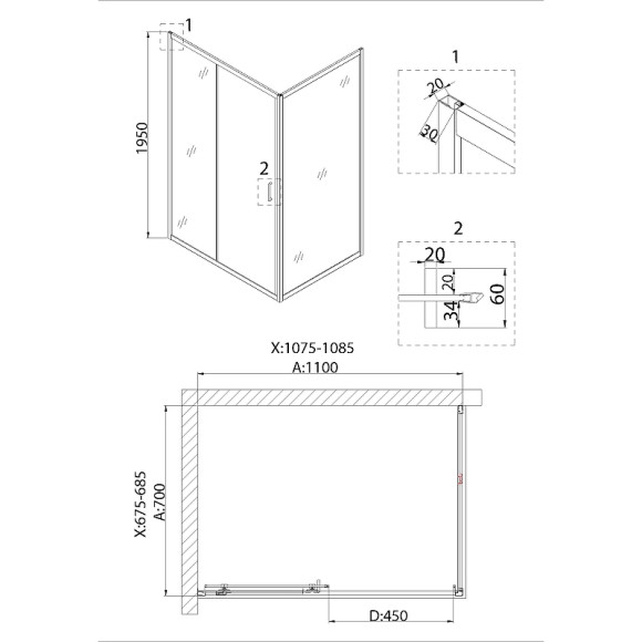Душевая дверь Niagara Nova 110 NG-82-11AB профиль Черный стекло прозрачное Душевая дверь Niagara Nova 110 NG-82-11AB профиль Черный стекло прозрачное