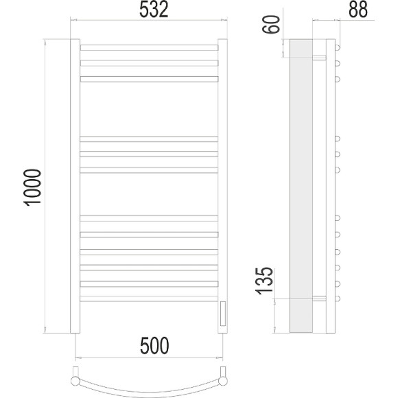 Электрический полотенцесушитель Terminus Классик П12 500х1000 4670078527325 Хром