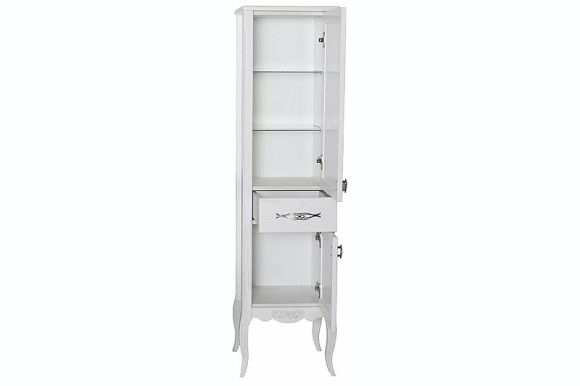 Шкаф пенал ASB-Woodline Модерн 40 11256 Белый с патиной Серебро