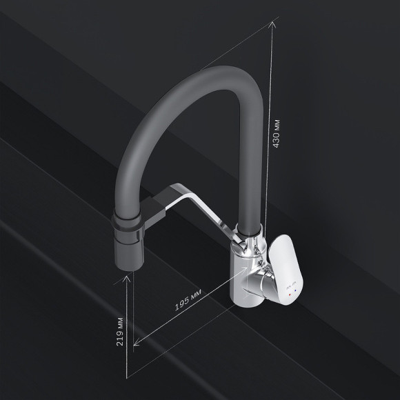 Смеситель для кухни AM.PM Like F8007802 Хром Черный Смеситель для кухни AM.PM Like F8007802 Хром Черный