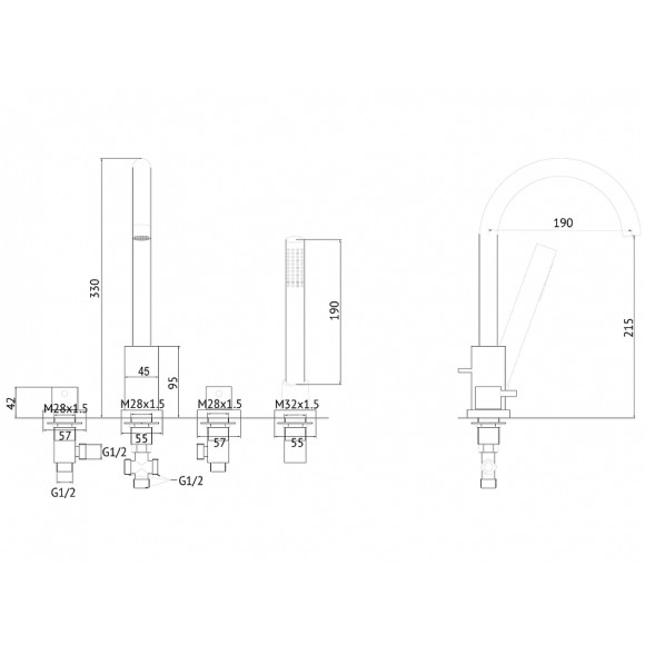 Смеситель на борт ванны Abber Wasser Kreis AF8113B Черный матовый Смеситель на борт ванны Abber Wasser Kreis AF8113B Черный матовый