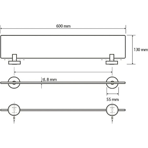 Стеклянная полка Bemeta Neo 104102045 Нержавеющая сталь Стеклянная полка Bemeta Neo 104102045 Нержавеющая сталь