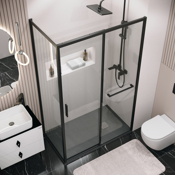 Душевой уголок Grossman Style 130х80 120.K33.05.1380.21.00 профиль Черный матовый стекло прозрачное Душевой уголок Grossman Style 130х80 120.K33.05.1380.21.00 профиль Черный матовый стекло прозрачное