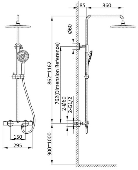 Душевая система Vincea Esse VSFS-1E0TMB с термостатом Черная матовая Душевая система Vincea Esse VSFS-1E0TMB с термостатом Черная матовая