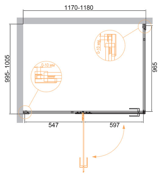 Душевой уголок Cezares Bellagio 120x100 BELLAGIO-AH-1-120/100-C-NERO профиль Черный матовый стекло прозрачное