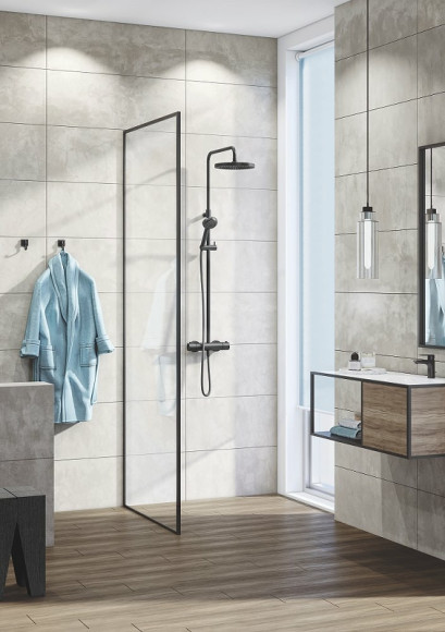 Душевая система Kludi Logo Dual Shower System 6808239-00 с термостатом Черная матовая