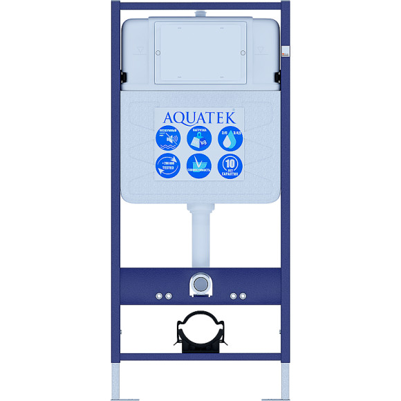 Комплект унитаза с инсталляцией Aquatek Set Aquatek Классик-010 4в1 с сиденьем Микролифт и клавишей смыва Хром глянцевый
