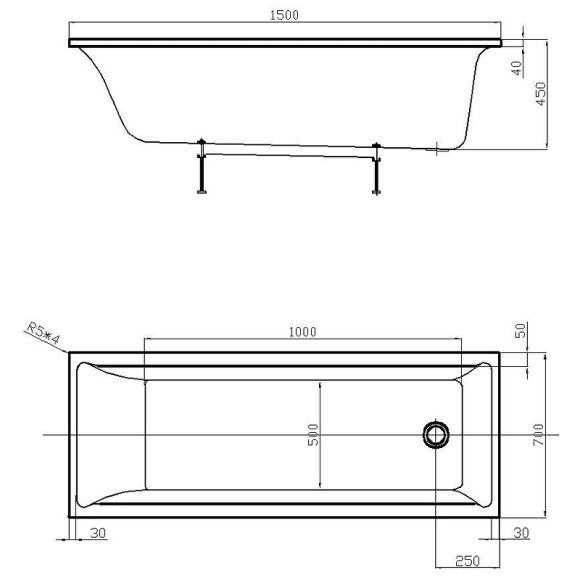 Акриловая ванна Aquatek Eco-friendly Лайма 150х70 LAI150-0000001 без панелей, каркаса и слив-перелива