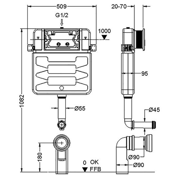 Комплект унитаза со смывным бачком Aquatek Set BW Aquatek Европа-031 3в1 с сиденьем Микролифт и Черной матовой клавишей смыва