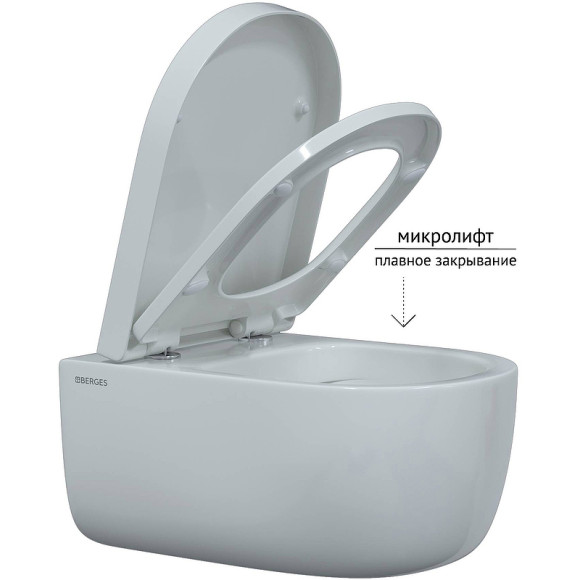 Комплект унитаза с инсталляцией Berges Novum 043204 с сиденьем Микролифт и Черной SoftTouch клавишей смыва Комплект унитаза с инсталляцией Berges Novum 043204 с сиденьем Микролифт и Черной SoftTouch клавишей смыва