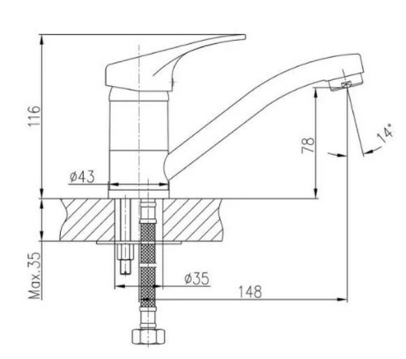 Смеситель для раковины Haiba HB4513-1 Хром матовый