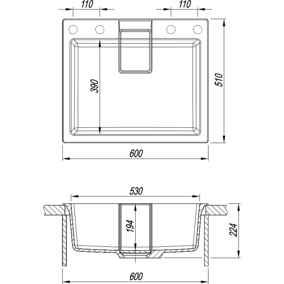 Кухонная мойка Florentina Ривьера-600 20.490.D0600.202 Шампань
