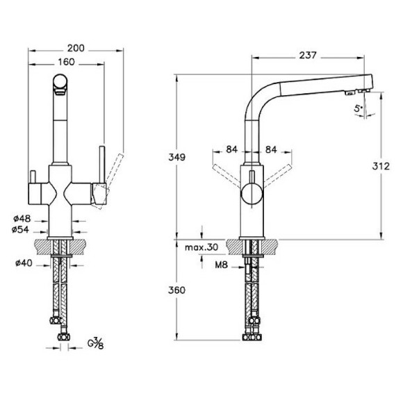 Смеситель для кухни Vitra Split A42144EXP Хром Смеситель для кухни Vitra Split A42144EXP Хром