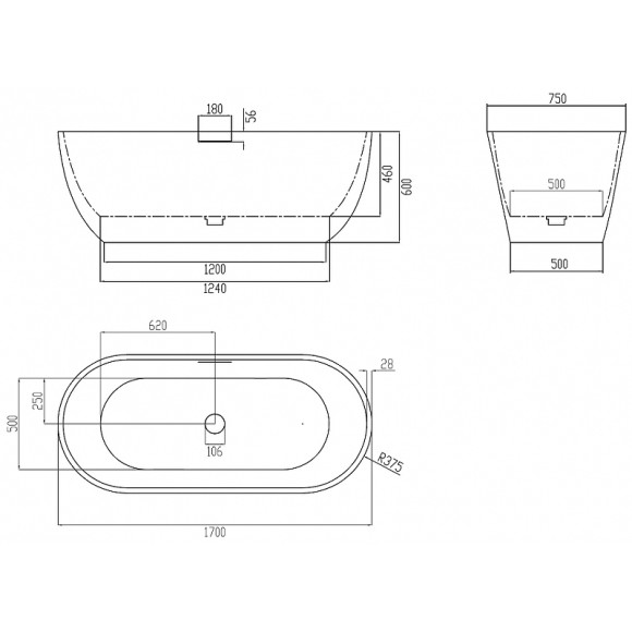 Ванна из искусственного камня Abber Frankfurt 170x75 AM9941DB Синяя матовая без гидромассажа Ванна из искусственного камня Abber Frankfurt 170x75 AM9941DB Синяя матовая без гидромассажа