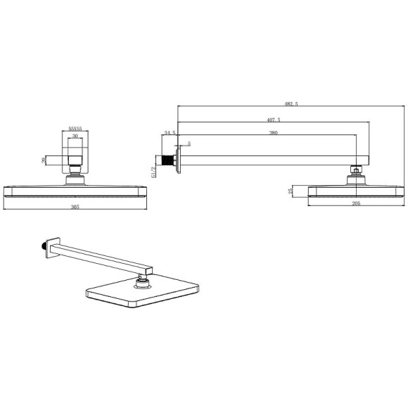 Верхний душ Aquatek AQ2081MB Черный матовый Верхний душ Aquatek AQ2081MB Черный матовый