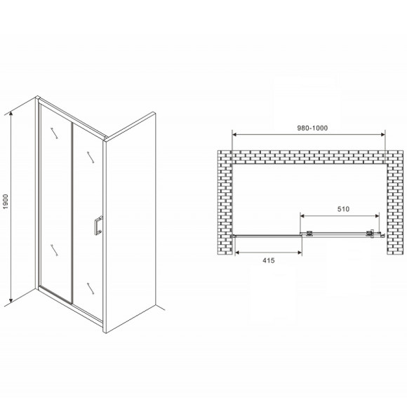 Душевая дверь Abber Schwarzer Diamant 100 AG301005 профиль Хром стекло прозрачное Душевая дверь Abber Schwarzer Diamant 100 AG301005 профиль Хром стекло прозрачное