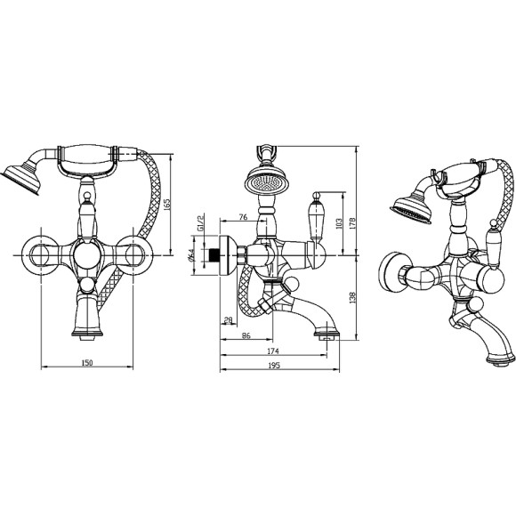 Смеситель для ванны Boheme Crystal 303-CRST Бронза Смеситель для ванны Boheme Crystal 303-CRST Бронза