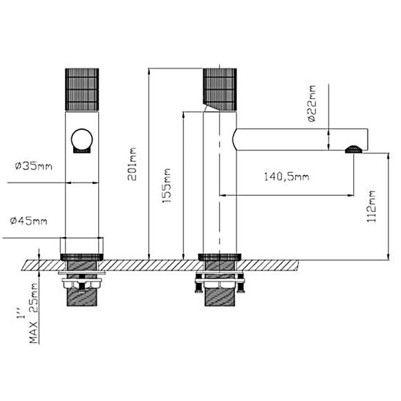 Смеситель для раковины Vincea Groove VBF-4G1MB Черный матовый