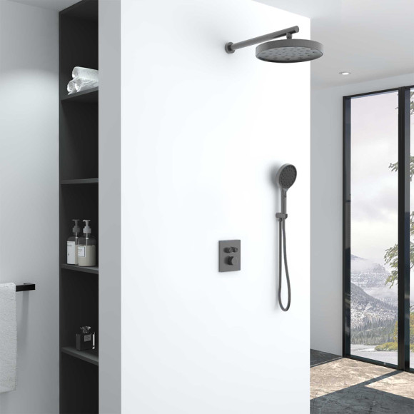 Душевая система Vincea Inspire VSFW-3I21MT2RGM с термостатом Вороненая сталь
