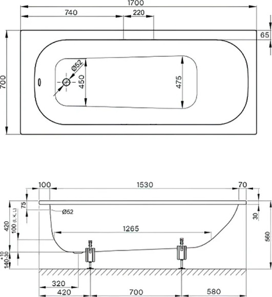 Стальная ванна Bette Form 170х70 2945-000ADPLUS без антискользящего покрытия Стальная ванна Bette Form 170х70 2945-000ADPLUS без антискользящего покрытия