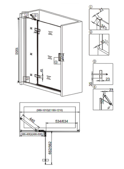 Душевая дверь Veconi Vianno VN-42 100 VN42-100-01-19C1 профиль Хром стекло прозрачное