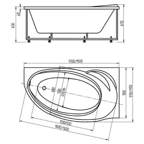 Акриловая ванна Aquatek Бетта 160x97 L BET160-0000006 с гидромассажем с фронтальной панелью с каркасом (разборный) со слив-переливом Акриловая ванна Aquatek Бетта 160x97 L BET160-0000006 с гидромассажем с фронтальной панелью с каркасом (разборный) со слив-переливом