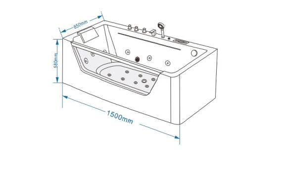 Акриловая ванна Grossman GR-15085 150х85 с гидромассажем