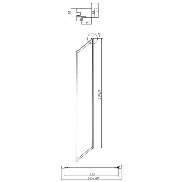 Душевая стенка Grossman Style 70 200.K33.05.70.10.02 профиль Хром стекло шиншилла Душевая стенка Grossman Style 70 200.K33.05.70.10.02 профиль Хром стекло шиншилла