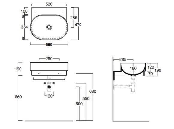 Раковина Simas Po-Mo 56 PO06bi Белая Раковина Simas Po-Mo 56 PO06bi Белая