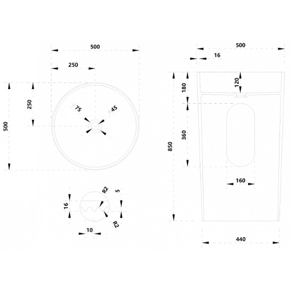 Раковина Abber Stein 50 AS2501-H Белая матовая