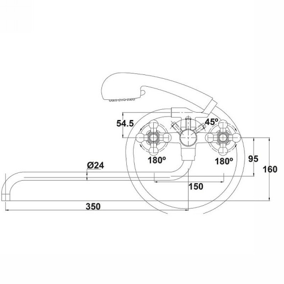 Смеситель для ванны Kaiser Carlson Lux 11155 универсальный Хром Смеситель для ванны Kaiser Carlson Lux 11155 универсальный Хром
