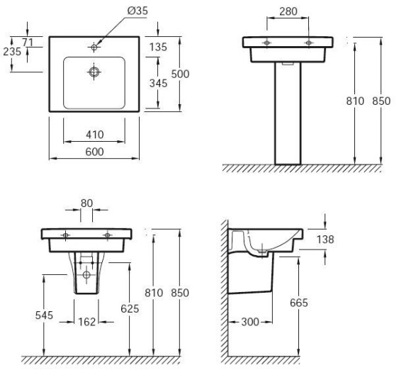 Раковина Jacob Delafon Odeon Up 60 E4778-00 Белая