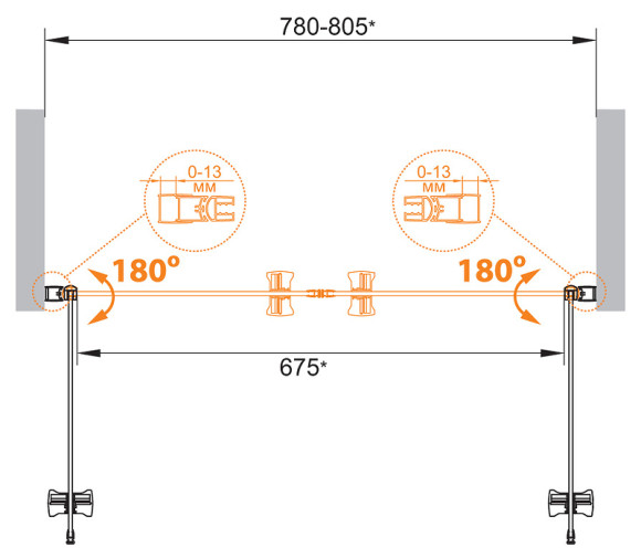 Душевая дверь Cezares Eco 80 ECO-O-B-2-80-P-Cr профиль Хром стекло рифленое