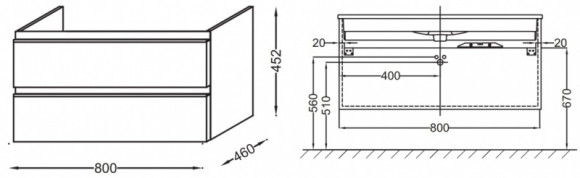 Тумба под раковину Jacob Delafon Vox 80 EB2078-R4-E15 подвесная Черное дерево