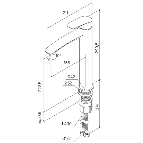 Смеситель для раковины Milardo Rora RORBL01M01 Черный матовый