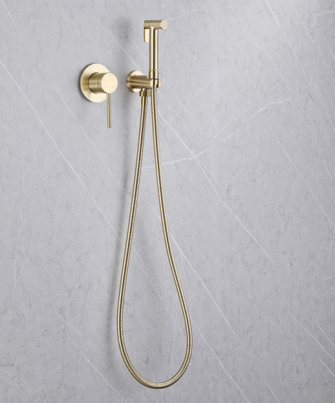 Гигиенический душ со смесителем Abber Emotion AF8825G Золото матовое