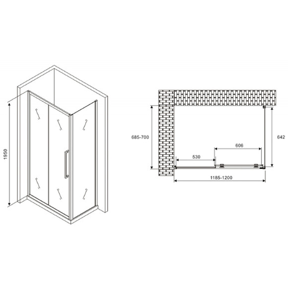 Душевой уголок Abber Schwarzer Diamant 120x70 AG30120MH-S70M профиль Хром стекло матовое Душевой уголок Abber Schwarzer Diamant 120x70 AG30120MH-S70M профиль Хром стекло матовое