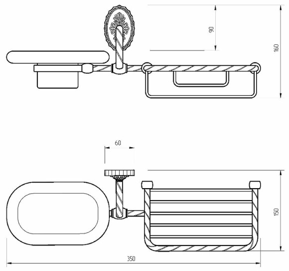 Мыльница с полкой корзиной Migliore Edera 16921 Хром