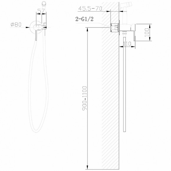 Гигиенический душ со смесителем Abber Wasser Kreis AF8125G Золото матовое