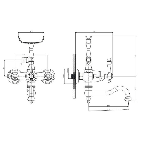 Смеситель для ванны Caprigo Fonte 12-511-vot Бронза Смеситель для ванны Caprigo Fonte 12-511-vot Бронза