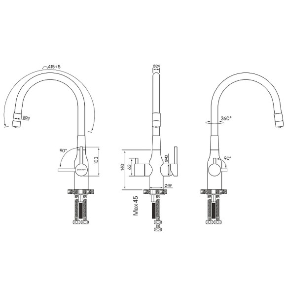 Смеситель для кухни Paulmark Salix Sa213419-418 Черный металлик Смеситель для кухни Paulmark Salix Sa213419-418 Черный металлик