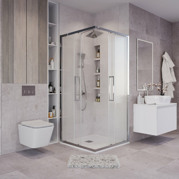 Душевой уголок Grossman Cosmo 100х100 300.K33.02.1010.10.02 профиль Хром стекло шиншилла Душевой уголок Grossman Cosmo 100х100 300.K33.02.1010.10.02 профиль Хром стекло шиншилла