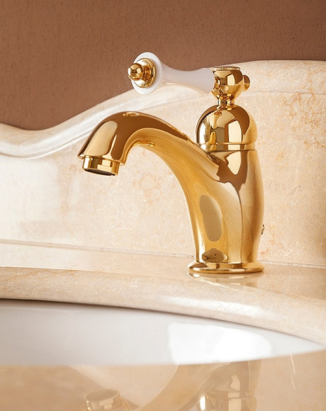 Смеситель для раковины Cezares Margot MARGOT-LSM1-03/24-Bi Золото 24 карат