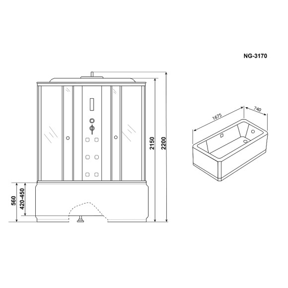 Душевая кабина Niagara Ultra 170x75 NG-3170-01 с гидромассажем Душевая кабина Niagara Ultra 170x75 NG-3170-01 с гидромассажем