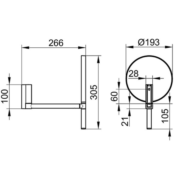 Косметическое зеркало Keuco Plan 17649370002 Черное матовое Косметическое зеркало Keuco Plan 17649370002 Черное матовое