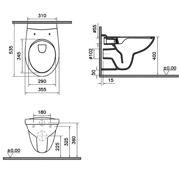 Унитаз Vitra S10 SpinFlush 7855B003-0075 подвесной без сиденья Унитаз Vitra S10 SpinFlush 7855B003-0075 подвесной без сиденья