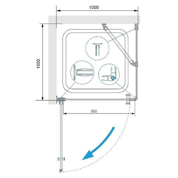 Душевой уголок RGW Hotel HO-034 100х100 35063400-11 профиль Хром стекло прозрачное